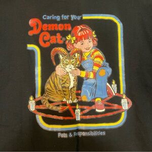 NWOT Caring for your Demon cat Long Sleeve T-Shirt in Black